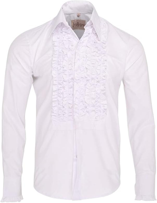Zen Retro Mens Ruffle Ruche Frill Dinner Tuxedo Shirt | Amazon (US)