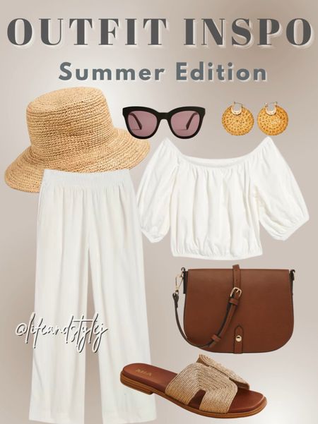 Summer Outfit inspo. Fresh and breezy in all white look! Bag matching sandals, accessorize and you're all set! 

#LTKSeasonal #LTKOver40 #LTKStyleTip
