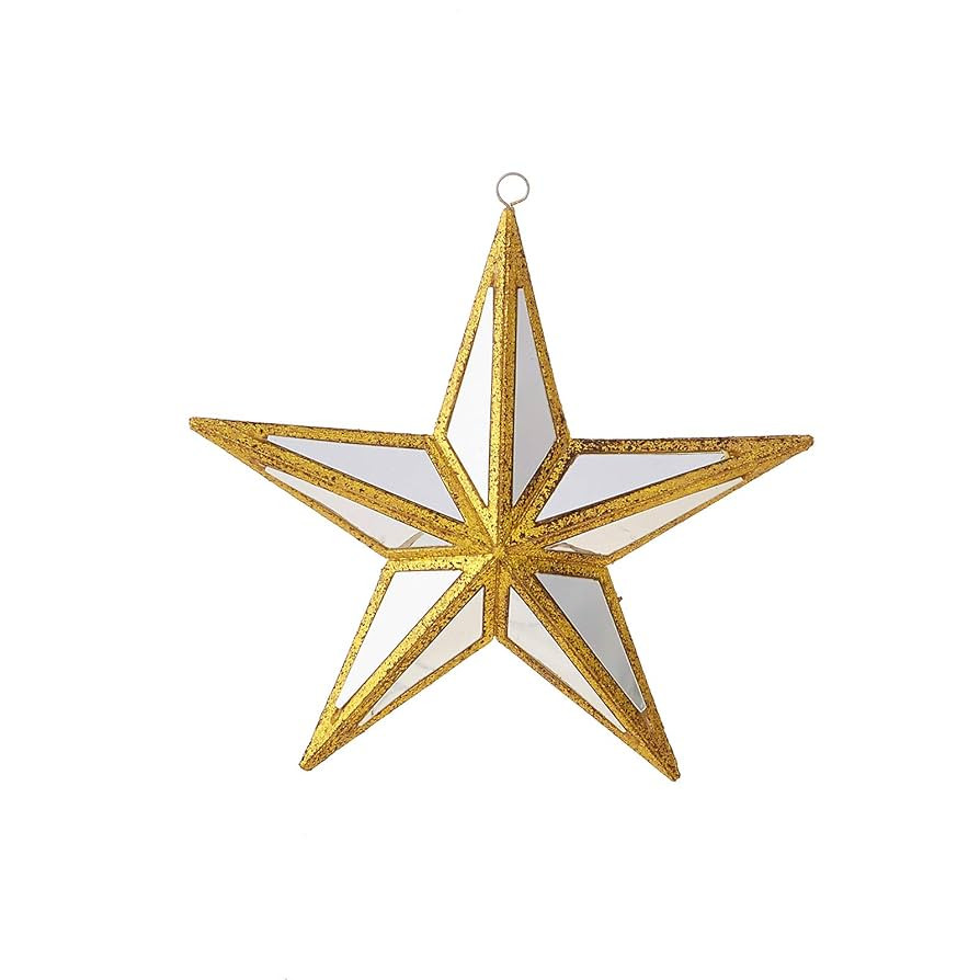 RAZ Imports Mirrored Golden Star Ornament - Christmas Ornaments Decorations Tree | Amazon (US)