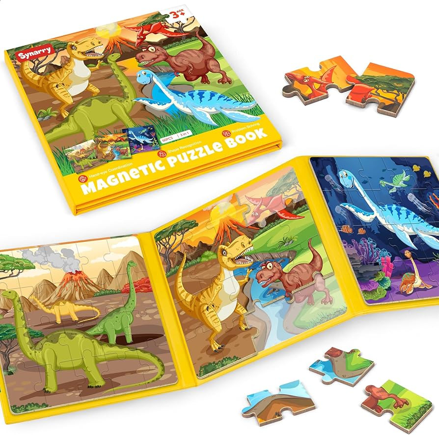 SYNARRY Magnetic Dinosaur Puzzles for Kids Ages 3-5, 20 Pieces Puzzles for Toddlers 2-4, Children... | Amazon (US)
