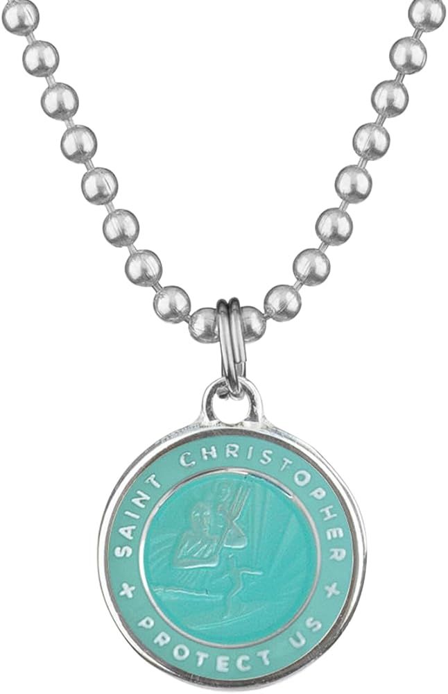 Get Back Necklaces St. Christopher Surf Necklace | Medium, 3/4” Silver Plated Medallion, 24” ... | Amazon (US)