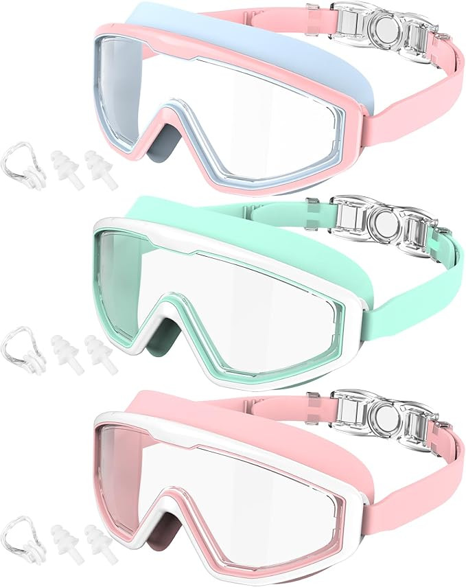 Kids Swim Goggles, 3 Pack Swimming Goggles for Kids 4-16, Anti-Fog UV Protection Pool Glasses for... | Amazon (US)