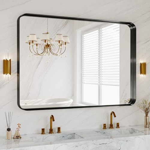 48X36 Inch Black Metal Framed Bathroom Mirror for Wall, Matte Vanity Mirror | Amazon (US)