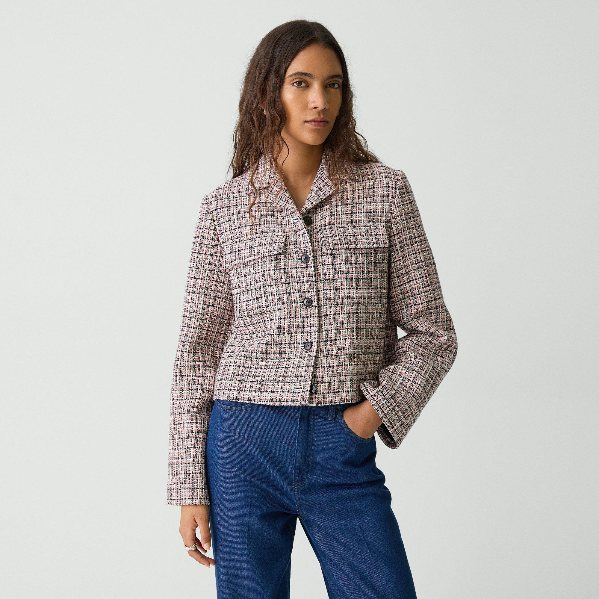 Cropped Tweed Jacket in Cotton-Blend | Theory