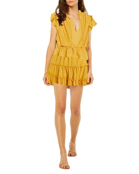 MISA Los Angeles Lilian Tiered Chiffon Ruffle Dress | Neiman Marcus