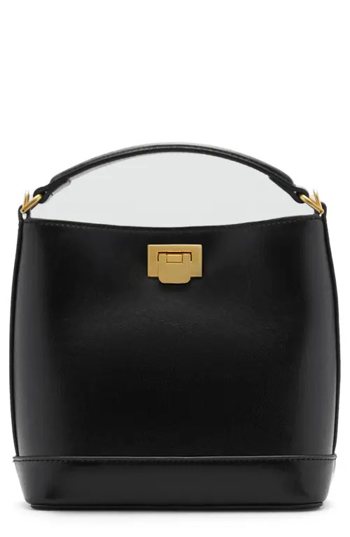 MANGO Mini Faux Leather Top Handle Bag in Black at Nordstrom | Nordstrom