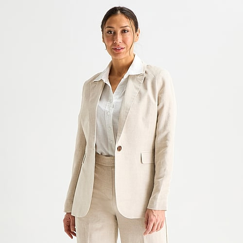 Liz Claiborne Linen Womens Classic Fit Blazer, 2, Beige | JCPenney