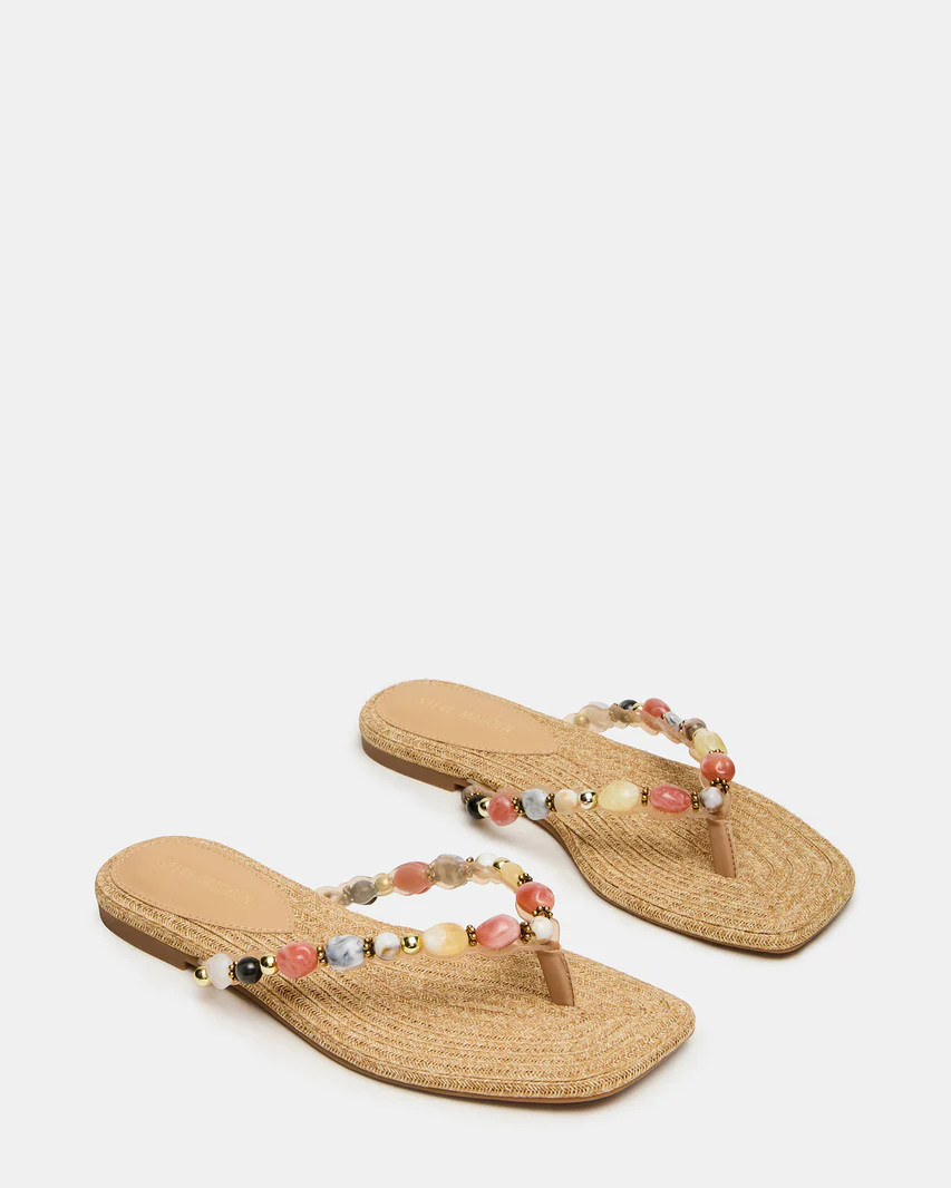 MARBLE Natural Multi Thong Square-Toe Women's Sandal | Steve Madden (US)