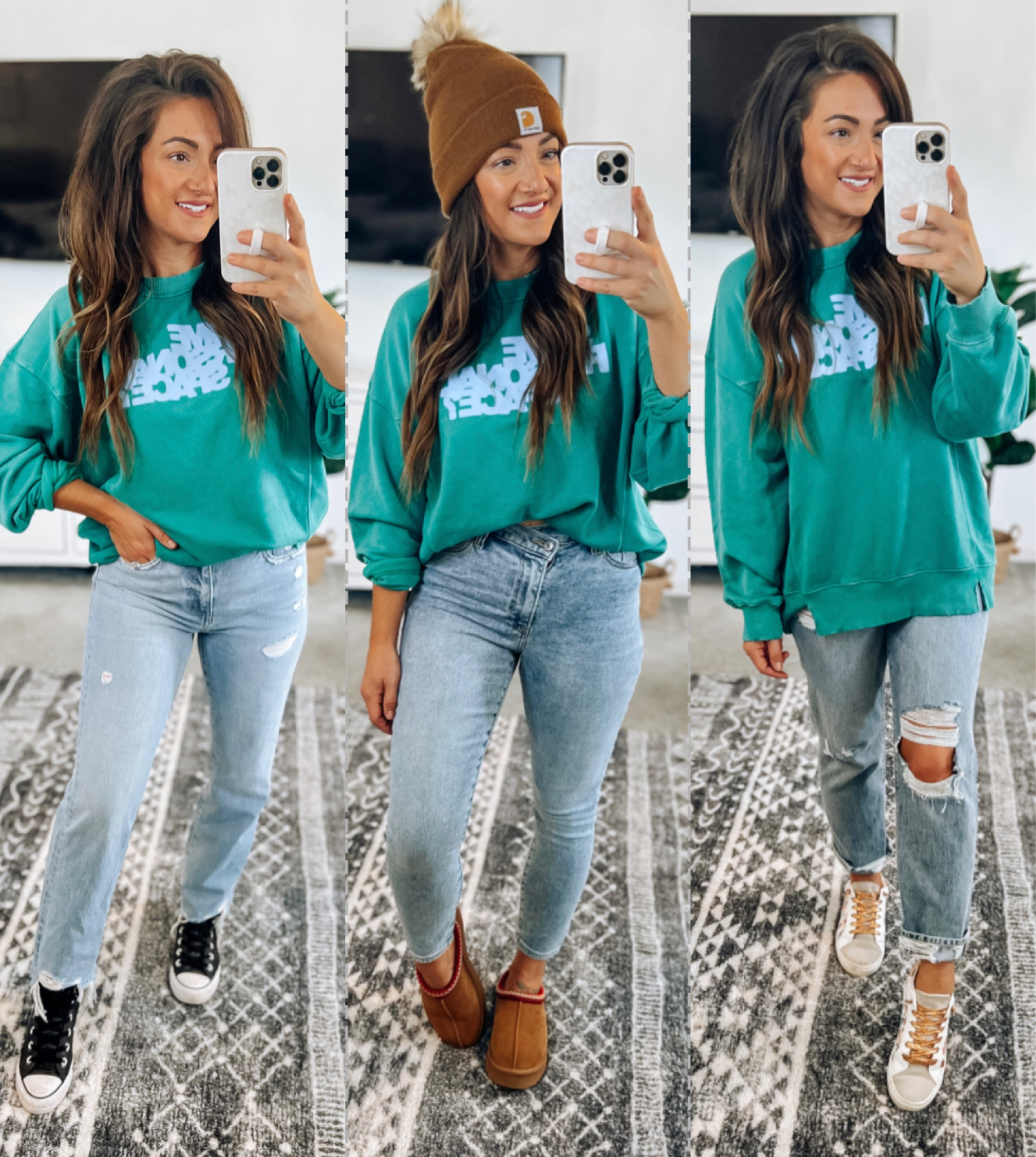 Use the promo codes to grab these jeans and the sweatshirt on sale during the LTK sale!! Sweatshirt runs oversized and I did my true size in all denim! 

#LTKfindsunder50 #LTKSale #LTKstyletip