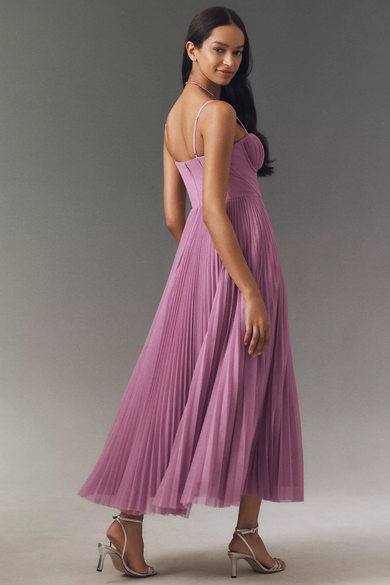 Hutch Amara Corset Pleated Tulle Fit & Flare Midi Dress | Anthropologie (US)