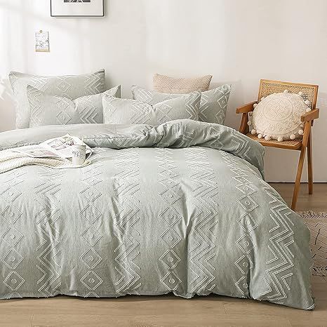 Dobuyly Boho Tufted Comforter Set Full, Greyish Green Cationic Dyeing Bedding Shabby Chic Comfort... | Amazon (US)