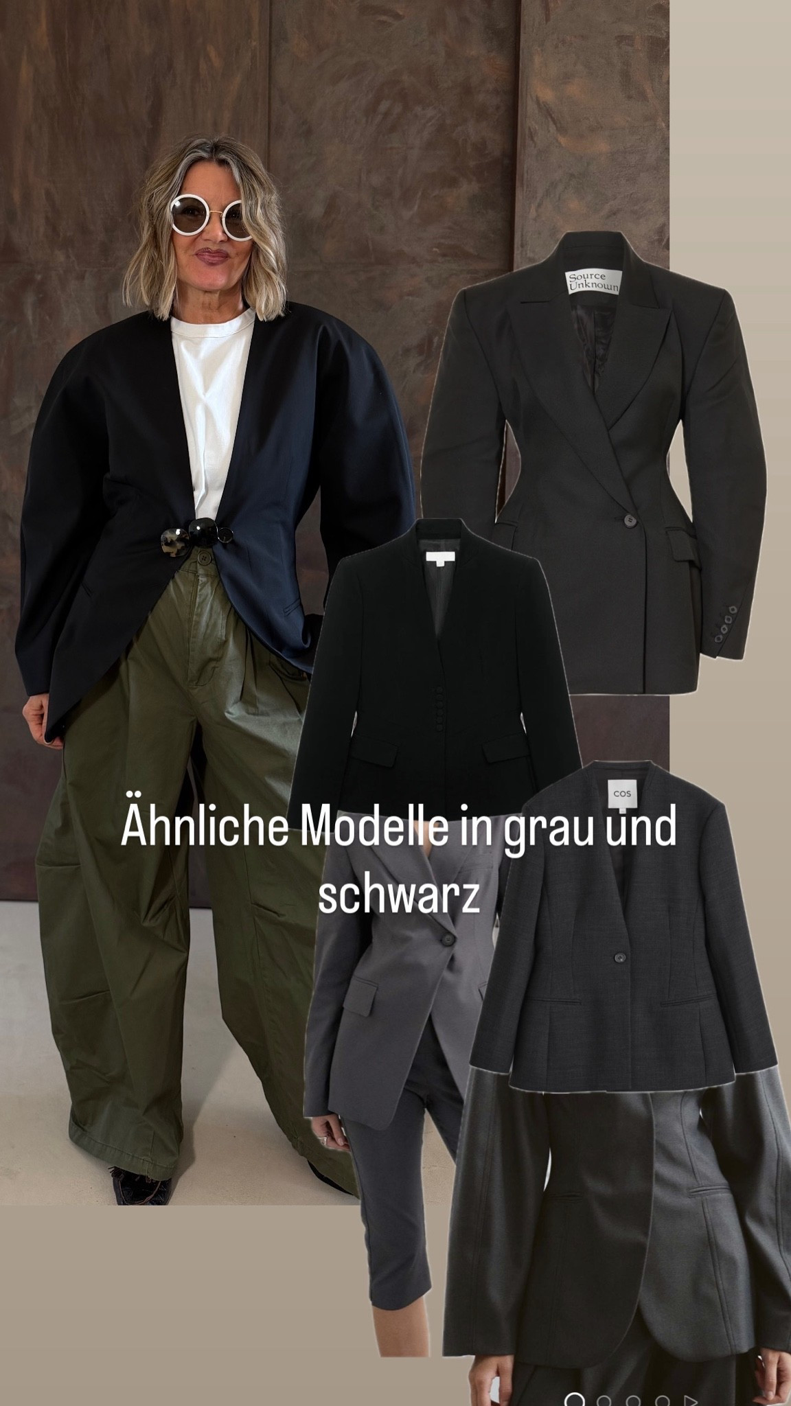 Kragenlose taillierte Blazer in grau 🩶und schwarz 🖤