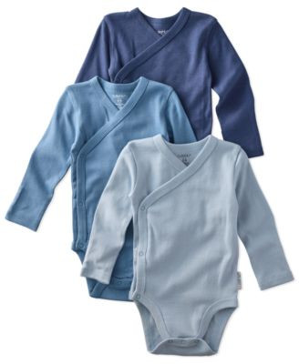 butterblu Baby Boys' or Baby Girls' Side Snap V-Neck Bodysuit, 3-Pack - Terra Blue | Macy's