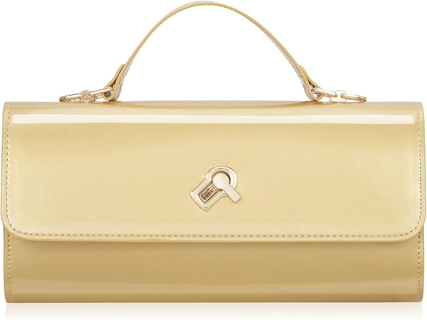 Women Metallic PU Leather Evening Clutch Purse Handbag Crossbody Shoulder Bag Square Box Bag Chic... | Amazon (US)