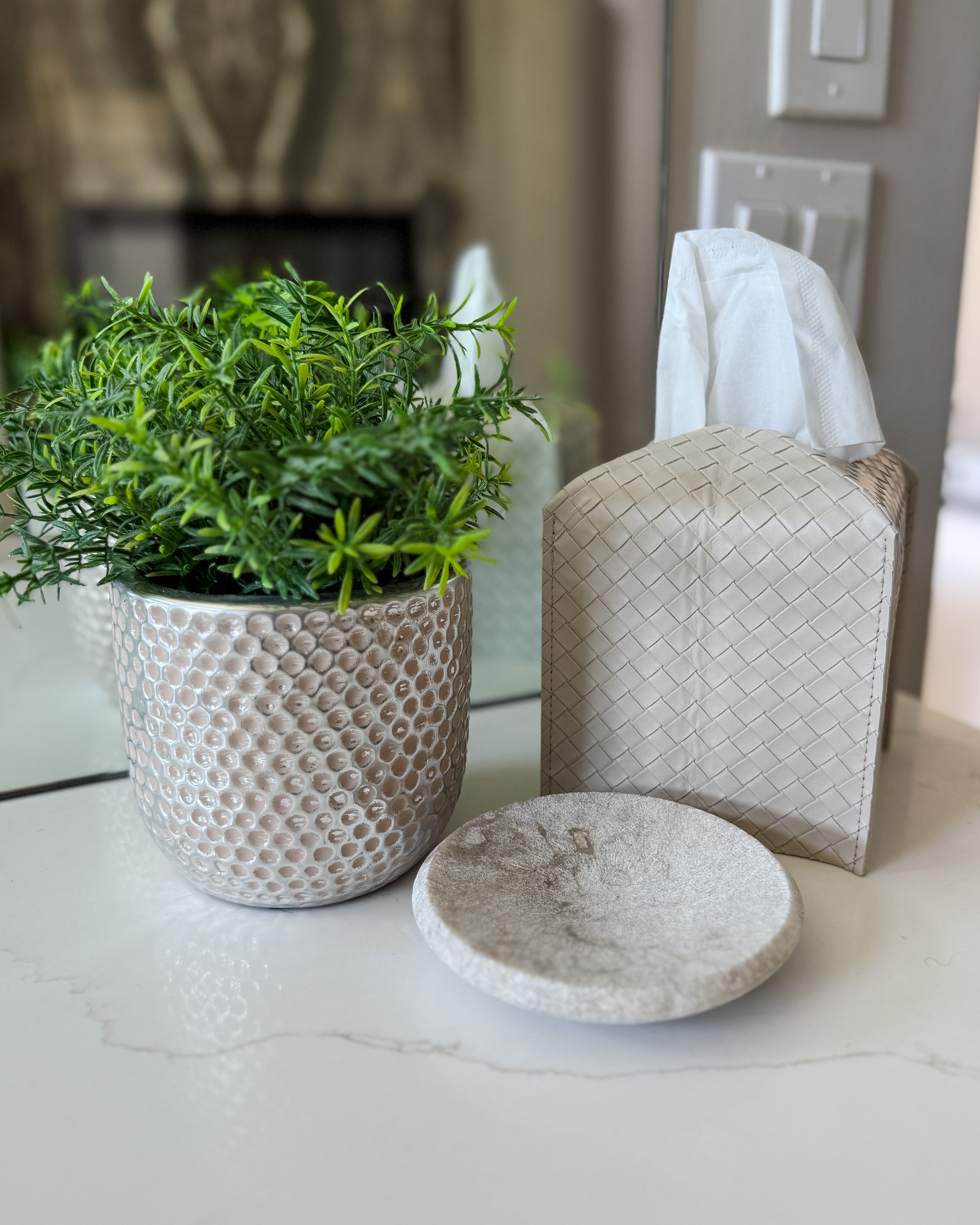 Bathroom Decor love this faux leather cover for tissue boxes for neutral decor  

 

#LTKHome