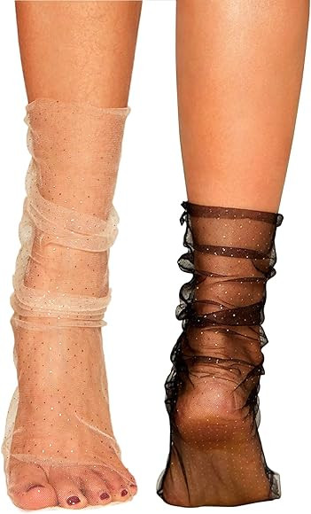 DIDK Women's Decorated Mesh Lace Sheer Loose Socks | Amazon (US)