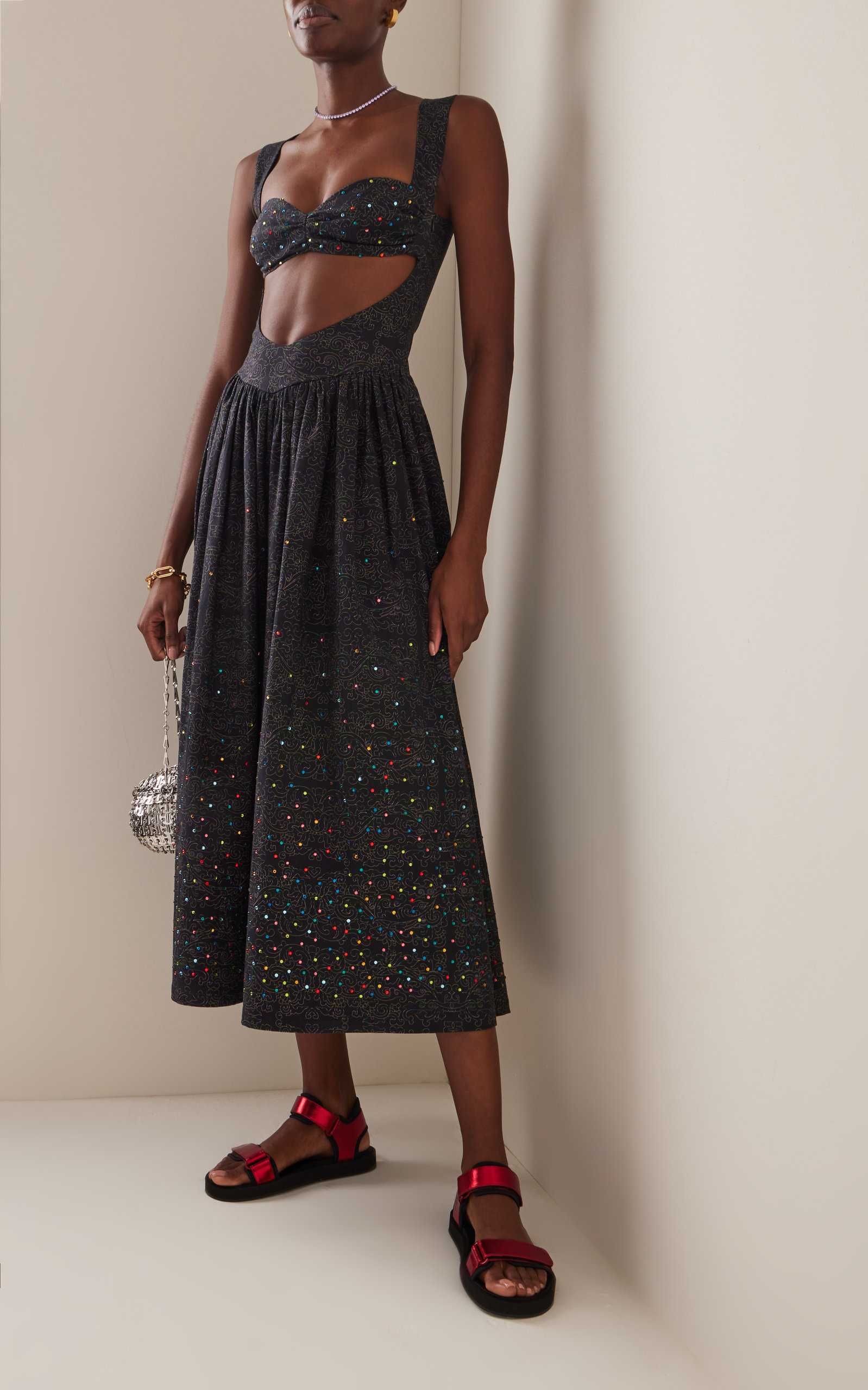 Gaia Embellished Cotton-Blend Midi Dress | Moda Operandi (Global)