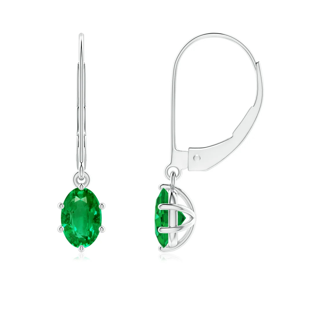 Oval Emerald Leverback Drop Earrings | Angara Inc.