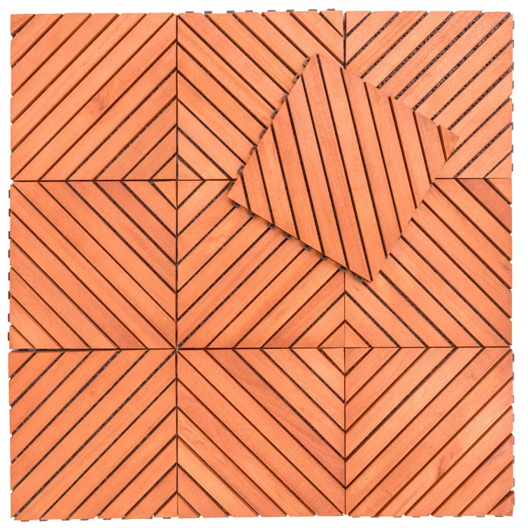 11" x 11" Wood Interlocking Deck Tile Kit in Natural (Set of 10) | Wayfair North America