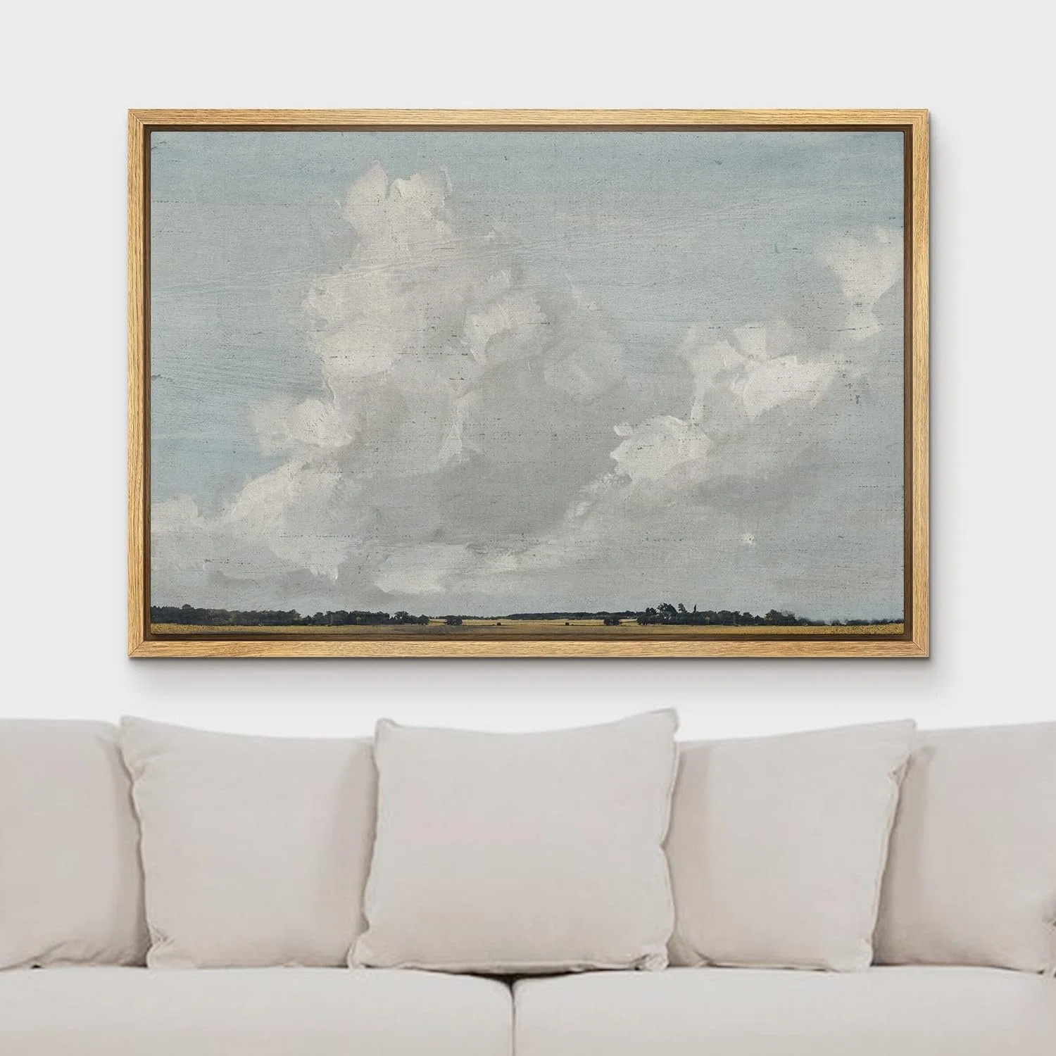 IDEA4WALL Rustic Gray Clouds Sky Over Field Framed Large Canvas Paintings Print Wall Pictures | W... | Wayfair North America