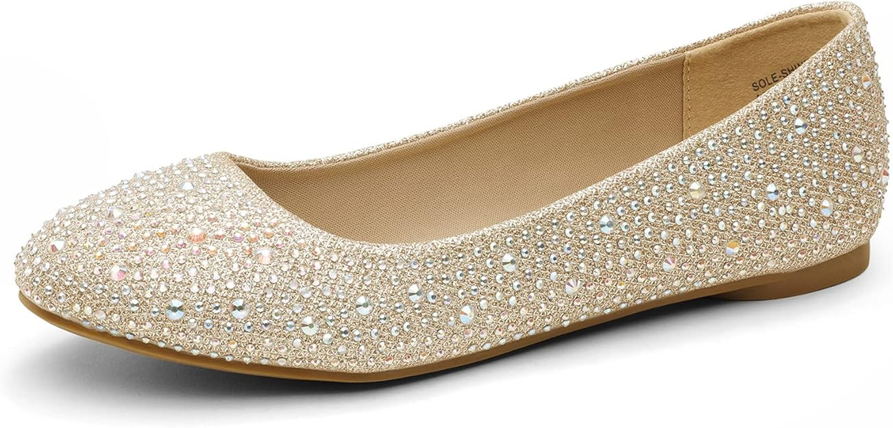 DREAM PAIRS Women's Sole-Shine Rhinestone Ballet Flats Shoes | Amazon (US)