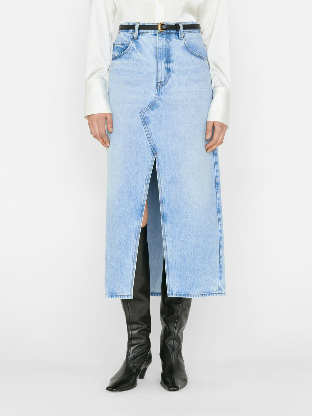 The Midaxi Skirt Angled Seam  in  Baines | Frame Denim