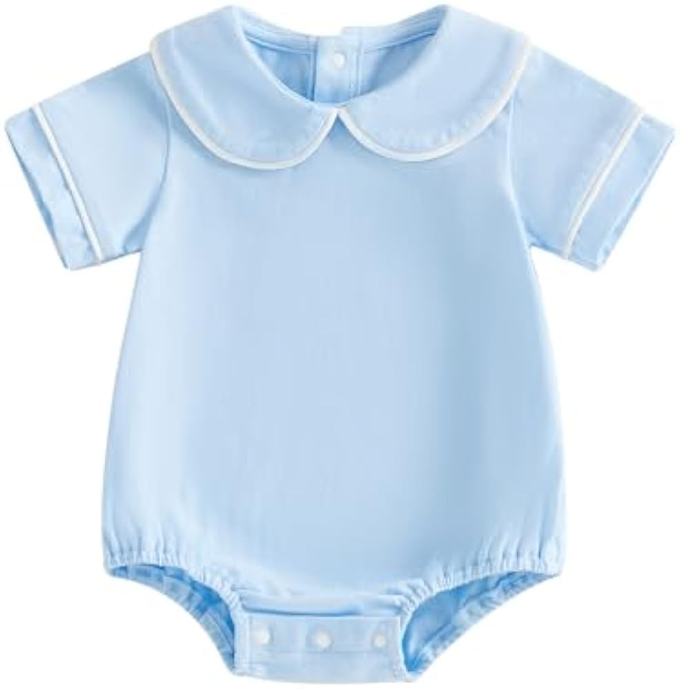 Balaflyie Bubble Romper Baby Boy Girl Cotton Collar Bodysuit Oversize T-shirt Romper Infant Top | Amazon (US)