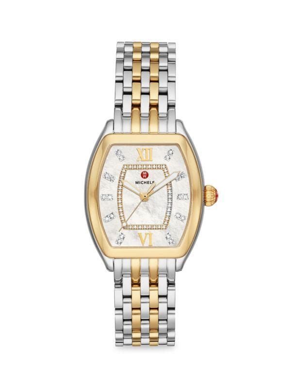 Relevé 31MM 18K Goldplated Stainless Steel, 0.19 TCW Diamond & Mother-Of-Pearl Dial Bracelet Wat... | Saks Fifth Avenue OFF 5TH
