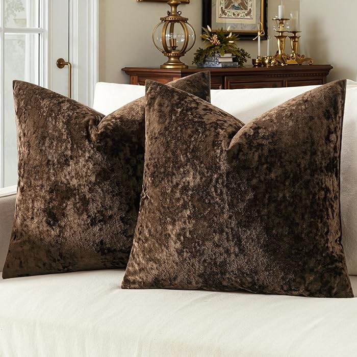 MIULEE Velvet Throw Pillow Covers Set of 2, Soft Neutral Decorative Pillow Cases with Luxurious T... | Amazon (US)