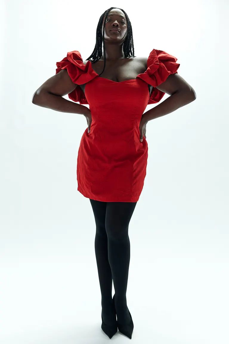 Off-the-shoulder Dress - Red - Ladies | H&M US | H&M (US + CA)
