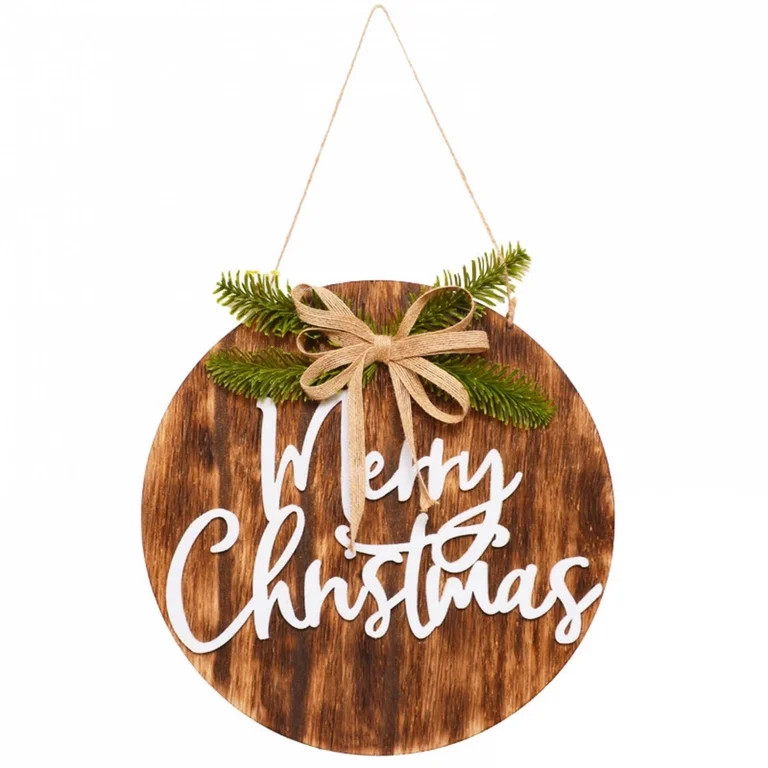 WFJCJPAF Merry Christmas Sign for Front Door, Round Wooden Front Door Wall Decor, Welcome Home Si... | Walmart (US)