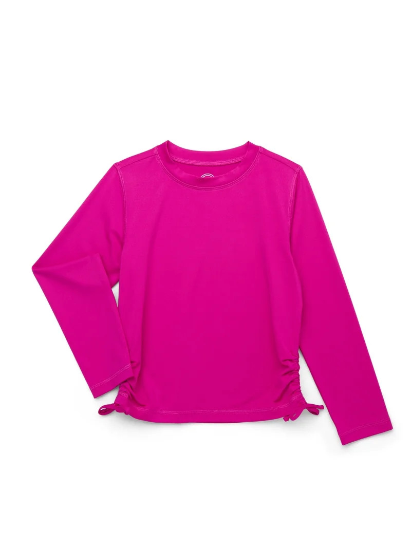 Wonder Nation Little & Big Girls Side Tie Rash Guard Swim Top with UPF50+, Sizes 4-18 & Plus | Walmart (US)
