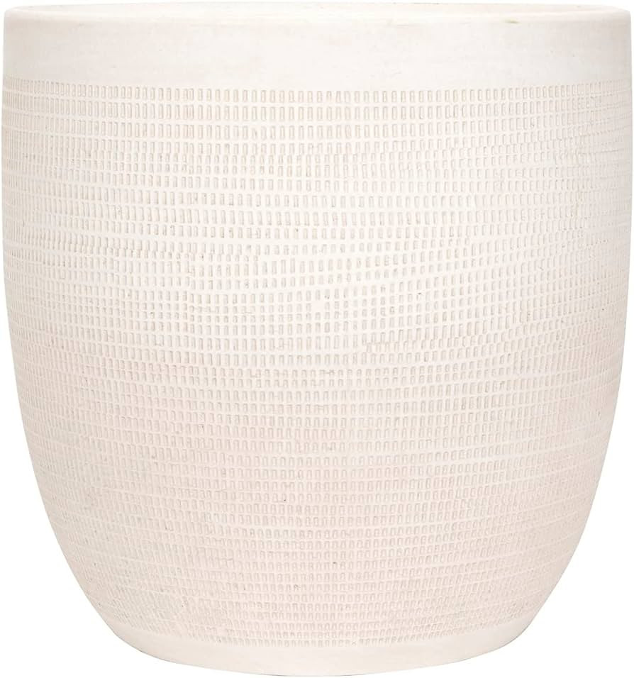 Creative Co-Op Coastal Embossed Textured Stoneware Planter, Matte White Large | Amazon (US)