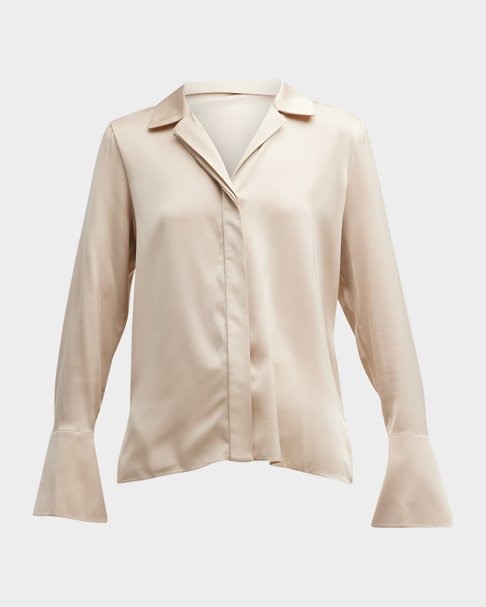 Liv Split-Cuff Stretch Silk Blouse | Neiman Marcus