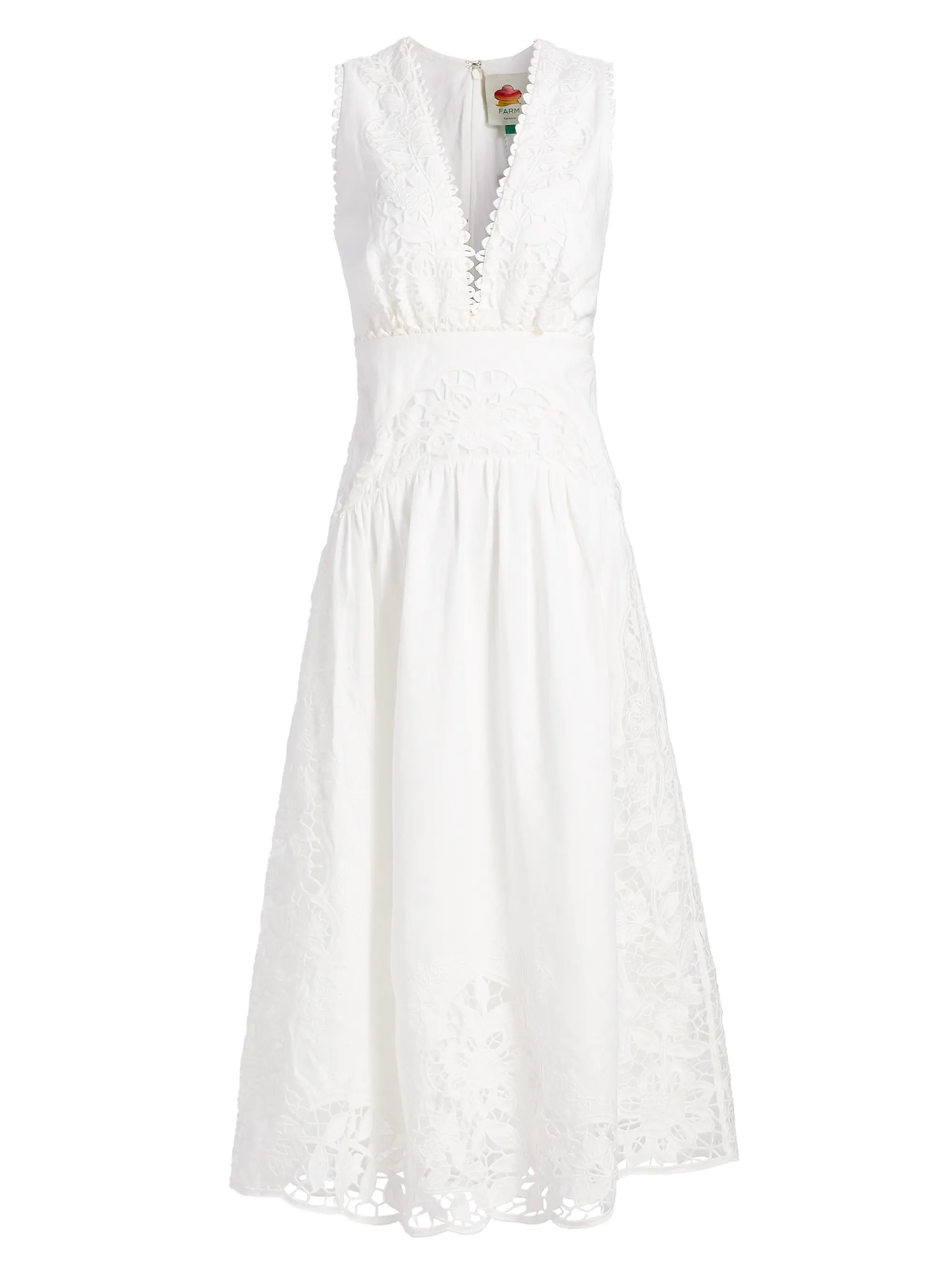 Richilieu Embroidered V-Neck Midi-Dress | Saks Fifth Avenue