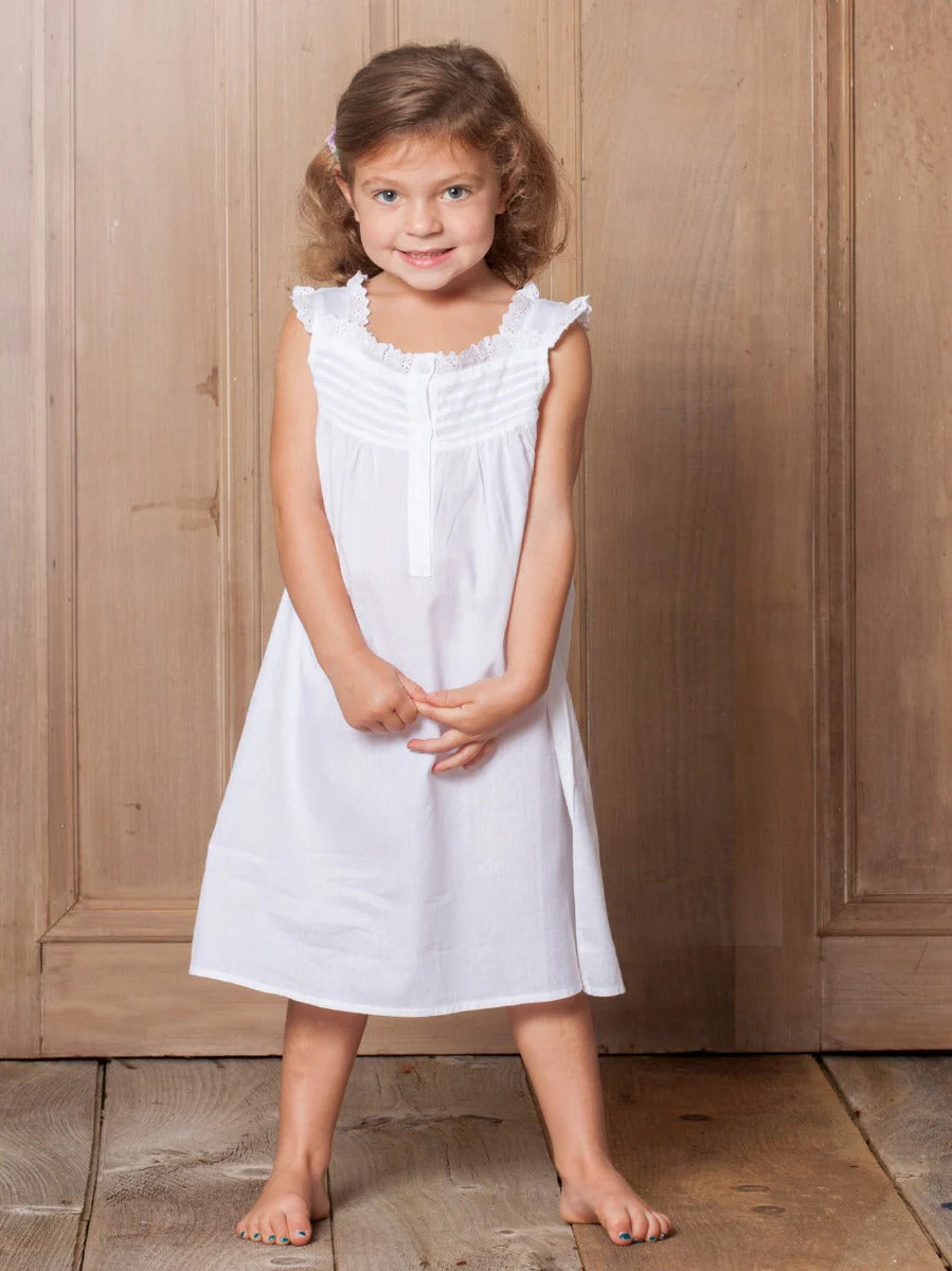 Jessie Little Girls English Cotton Dress, Victorian Style Embroidered White Dresses for Little Gi... | Jacaranda Living