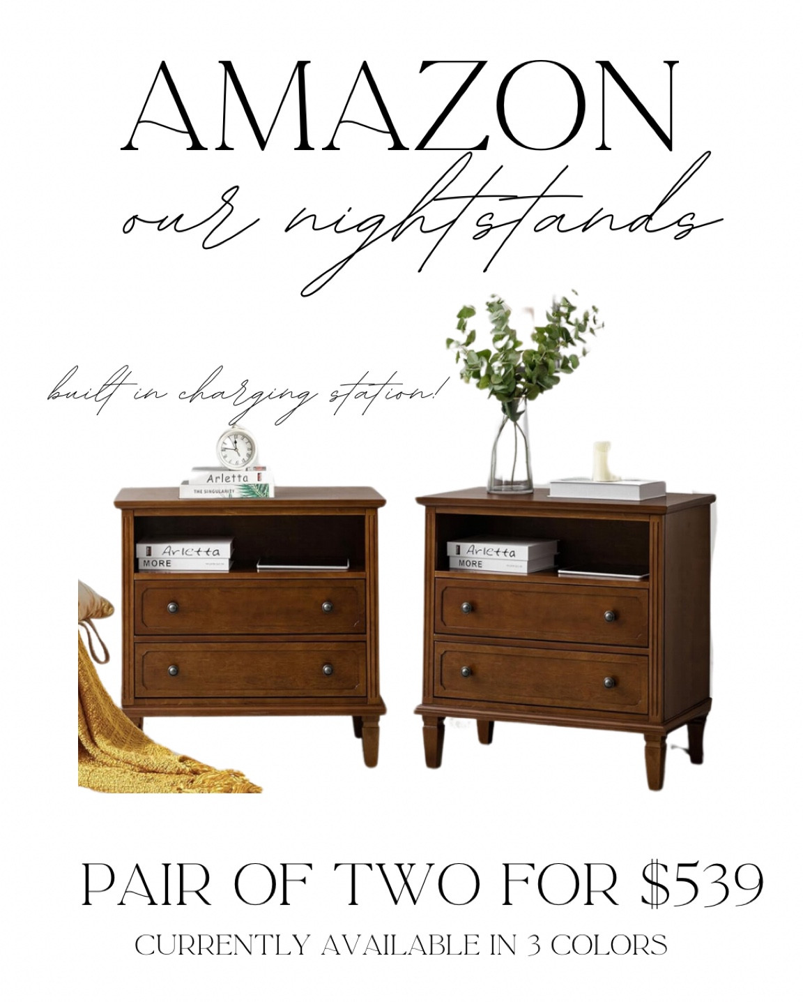Super cute wooden nightstands! These come in a pair of two for under $600, and have built in charging stations! Great neutral home find for the bedroom that will work with plenty of decor styles

#LTKSaleAlert #LTKHome #LTKFamily