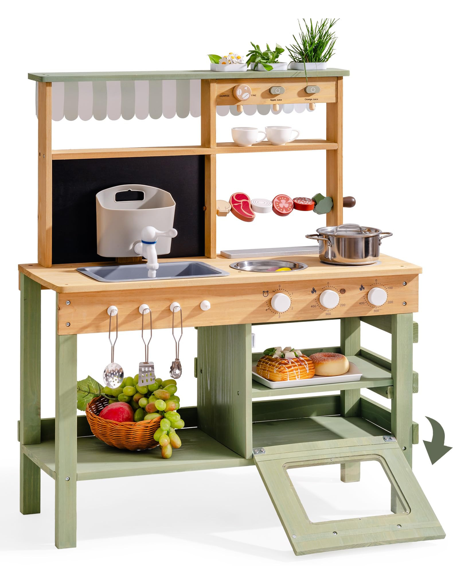 ROBUD Cocina de barro para niños al aire libre, parrilla de barbacoa de madera maciza al aire li... | Amazon (US)