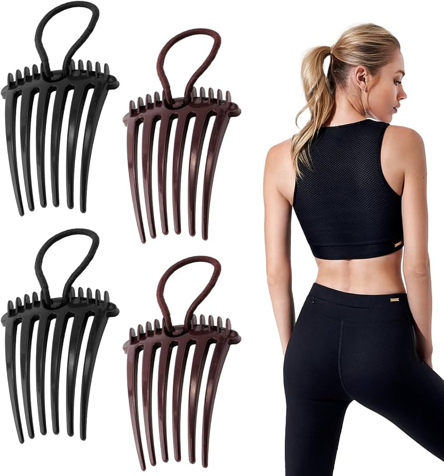 4pcs Bandette Comb with Elastic Band, 3.1x2.6 Inch Fluffy Hair Comb Ponytail Hair Comb Volume Ins... | Amazon (UK)