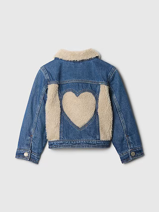 Baby & Toddler Sherpa Heart Icon Denim Jacket | Gap (US)