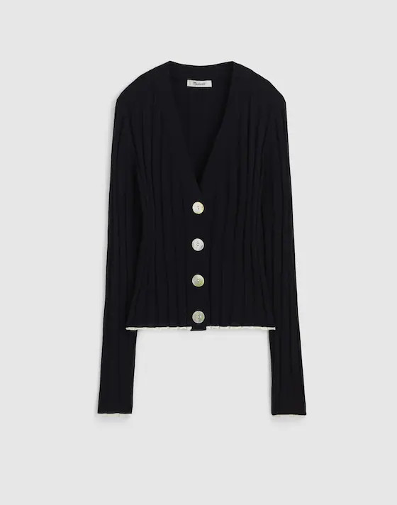 Tipped Ribbed V-Neck Cardigan | Madewell