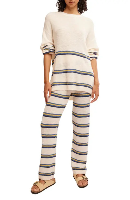 Free People Mariner Stripe Sweater & Pants Set in Ecru Combo at Nordstrom, Size Large | Nordstrom
