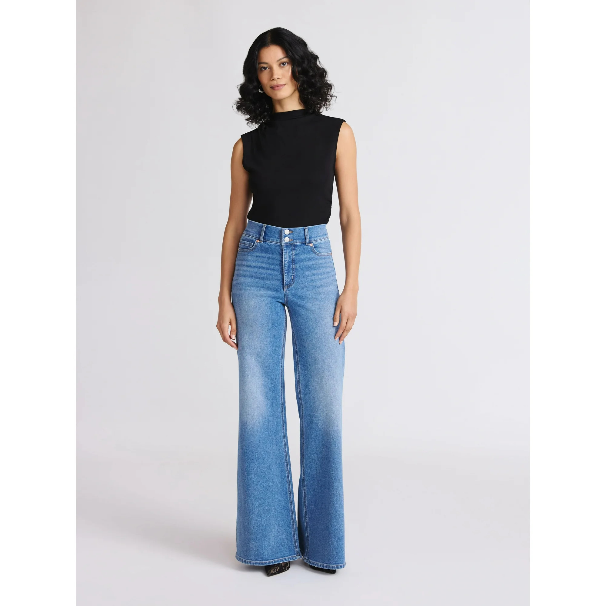 Sofia by Sofia Vergara Women's and Women's Plus Margot Wide Leg High Rise Jeans, 30.5" and 32.5" ... | Walmart (US)