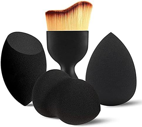 BEAKEY 3+1 Pcs Makeup Sponges with Kabuki Contour Brush, Beauty Sponge Blenders with 3 Shapes for... | Amazon (US)