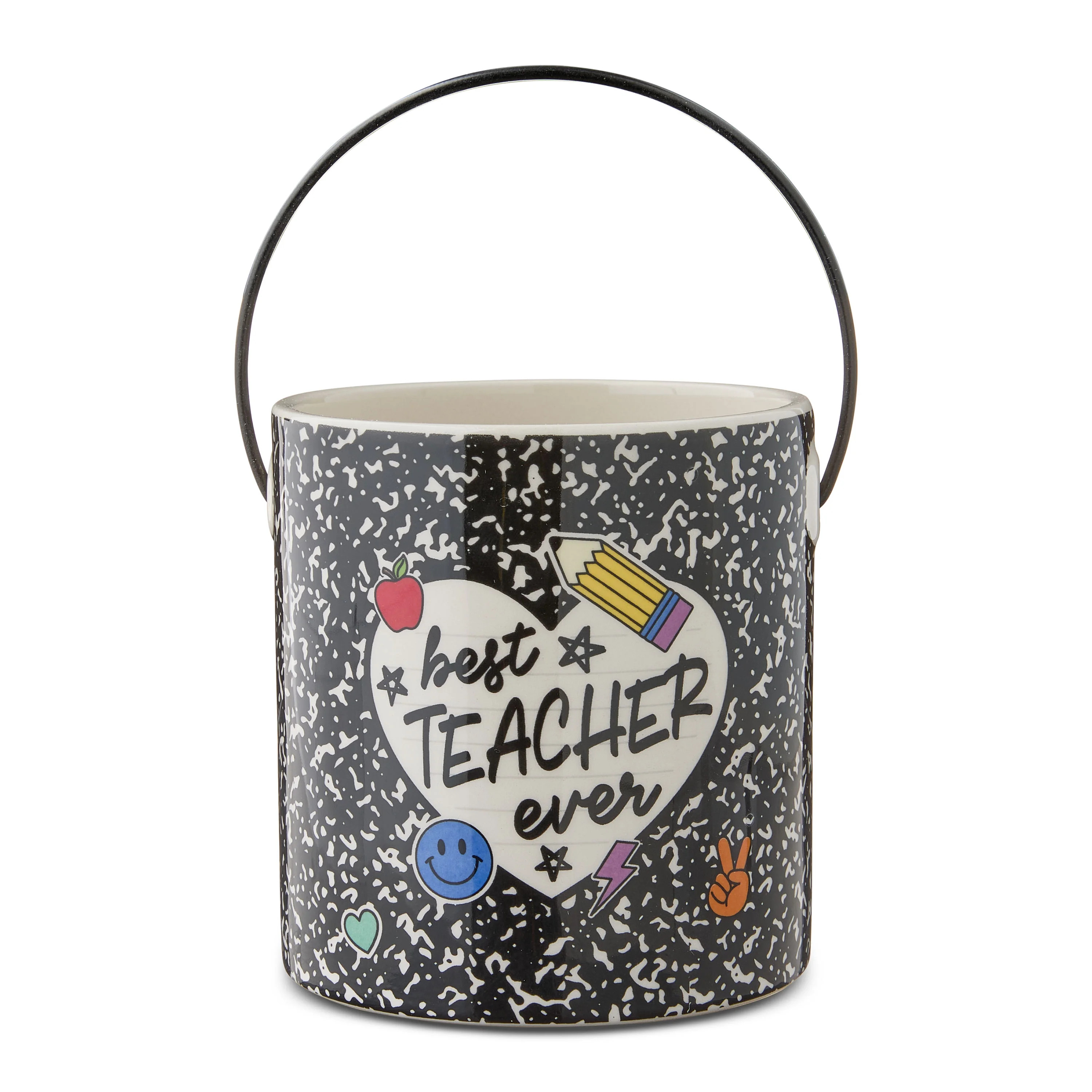 Best Teacher Ever Ceramic Pail, Multicolor, 5", Valentine's Day by Way To Celebrate | Walmart (US)