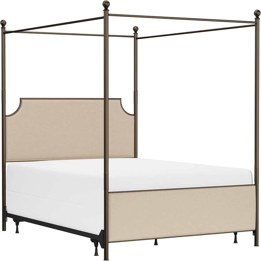 Hillsdale Furniture McArthur Queen Metal and Upholstered Bed, Bronze with Linen Stone Fabric | Amazon (US)