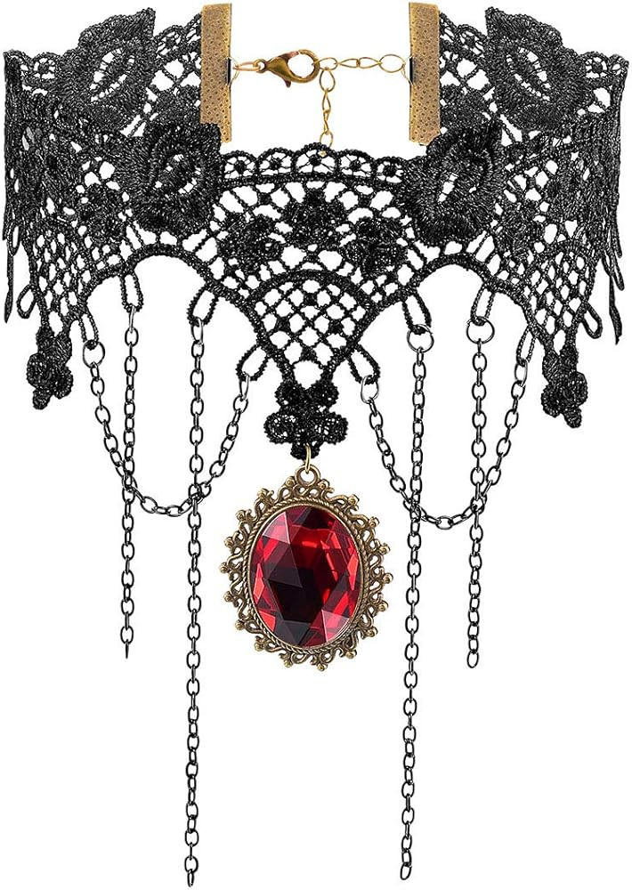 iWenSheng Halloween Costumes Jewelry for Women - Steampunk Black Lace Choker Necklace Gothic Jewe... | Amazon (US)