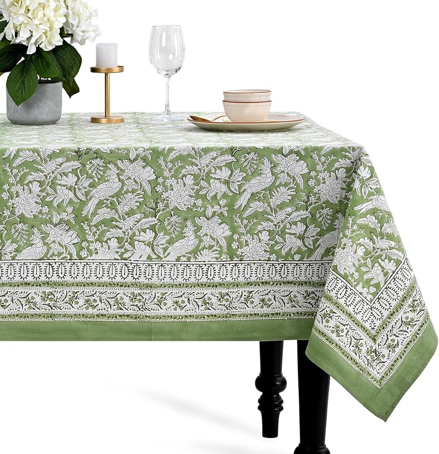 CPC Tablecloth 100% Cotton 70x118 Inch Indian Block Print Rectangle Table Cover, Table Cloth for ... | Amazon (US)
