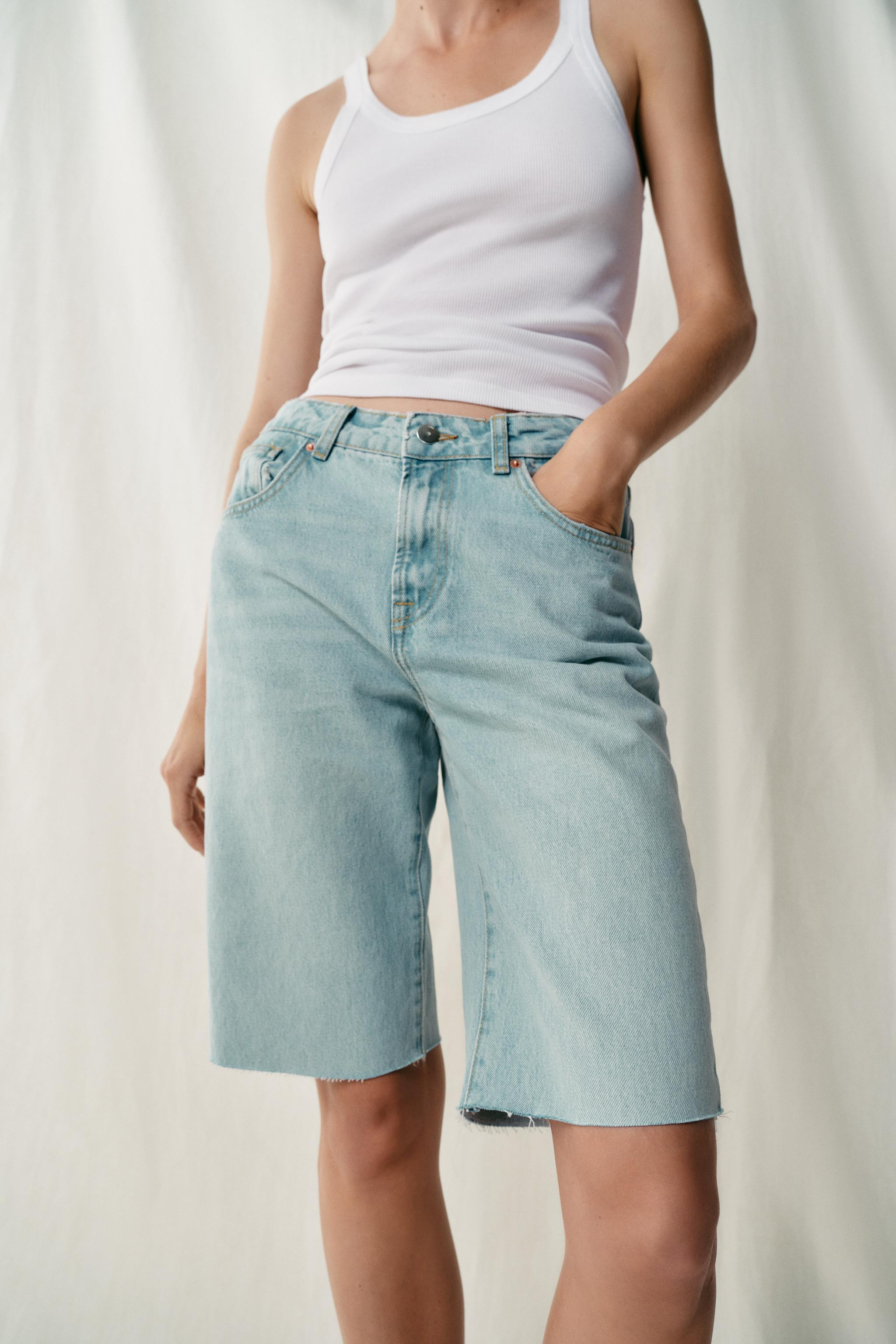 Z1975 MID-WAIST DENIM BERMUDA SHORTS | Zara UK
