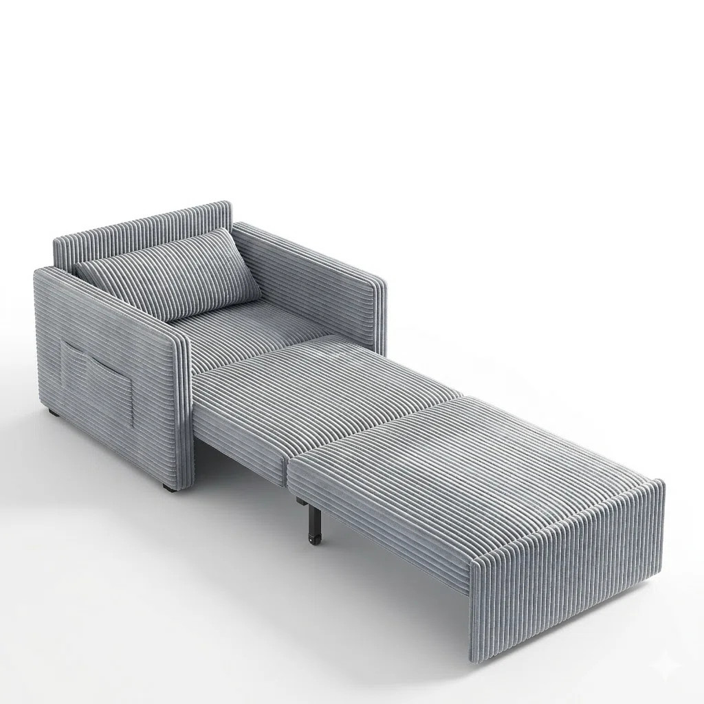 Modern Extra Long Convertible 4-in-1 Sleeper Chair with Pull-Out Mechanism, Corduroy Upholstered ... | Wayfair North America
